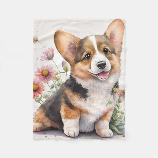 Adorable Corgi Puppy Dog Fleecedecke (Vorderseite)