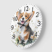Adorable Corgi Puppy Dog Große Wanduhr (Winkel)