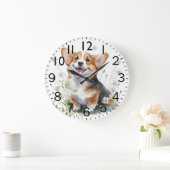Adorable Corgi Puppy Dog Große Wanduhr (Zuhause)