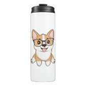 Adorable Corgi Puppy With Glasses Thermosbecher (Vorderseite)