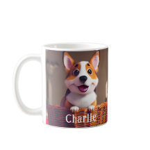 Adorable Corgi Welpe in Basket Individuelle Name D