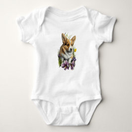 Adorable Corgi Welpen Hund mit Blume Baby Strampler