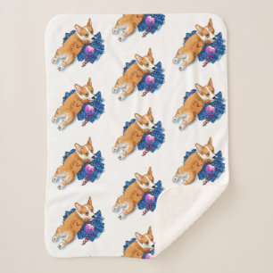 Adorable Corgi Welpen Weihnachten Sherpadecke