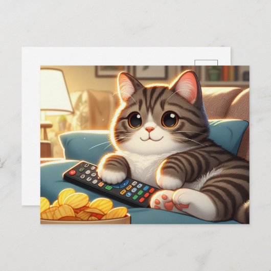 Adorable Couch Kartoffelkatze Postkarte (Vorne/Hinten)