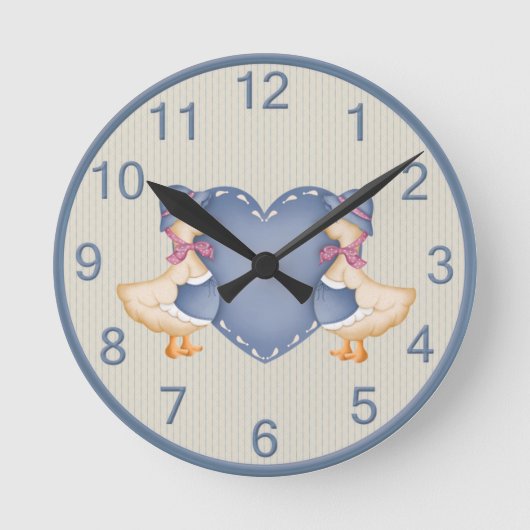 Adorable Country Goose Clock Runde Wanduhr (Vorderseite)