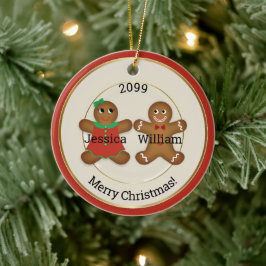 Adorable Couple Gingerbrot Ornament w Year