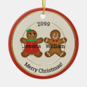 Adorable Couple Gingerbrot Ornament w Year (Vorne)