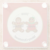 Adorable Couple Gingerbrot Ornament w Year Glasuntersetzer (Rückseite)