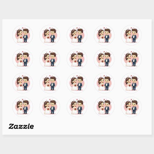 Adorable Couple Wedding Stickers (Blatt)