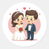 Adorable Couple Wedding Stickers (Vorderseite)