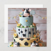 ADORABLE COW CAKE BIRTHDAY EINLADUNG (Vorne/Hinten)