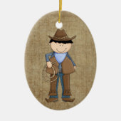 Adorable Cowboy Weihnachts-Keramik Ornament (Vorne)