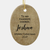 Adorable Cowboy Weihnachts-Keramik Ornament (Hinten)