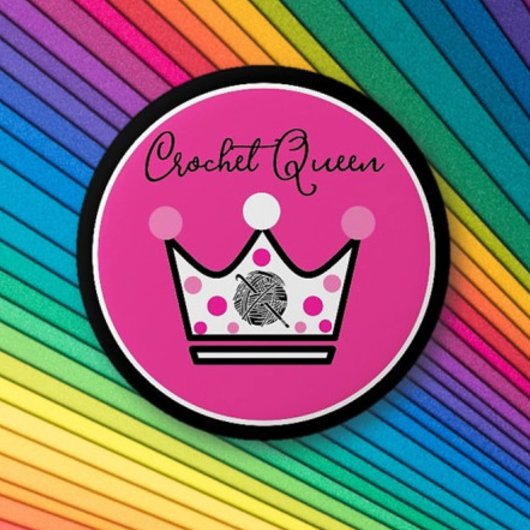 Adorable Crochet Queen Gift Button