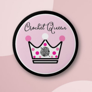 Adorable Crochet Queen Gift Button
