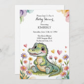 Adorable Crocodile Baby Dusche Einladung (Vorne/Hinten)