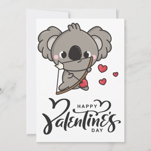 Adorable Cupid Koala Valentinstag Design Einladung (Vorderseite)