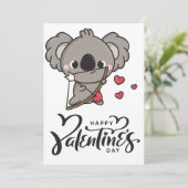 Adorable Cupid Koala Valentinstag Design Einladung (Stehend Vorderseite)