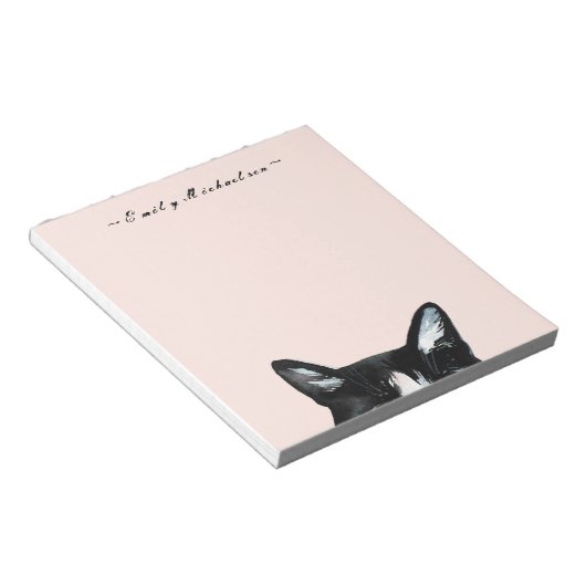 Adorable Curious Peeking Cat and Add Name Notizblock (angewinkelt)