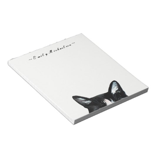 Adorable Curious Peeking Cat and Add Name Notizblock (angewinkelt)