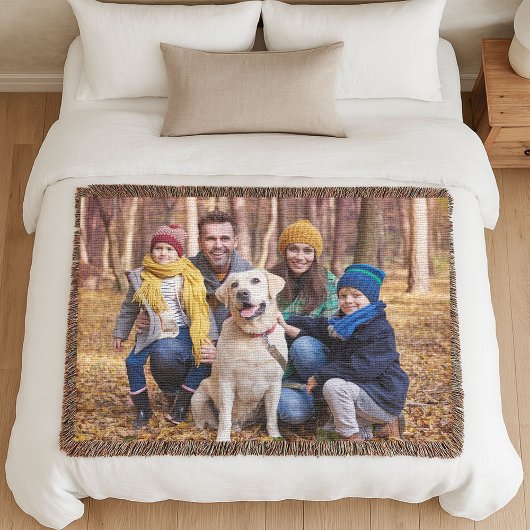 Adorable Custom Family Photo Woven Decke