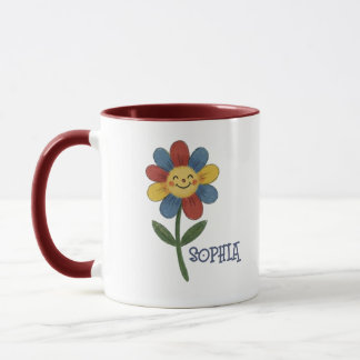 Adorable Custom Name Happy Flower Kids Tasse