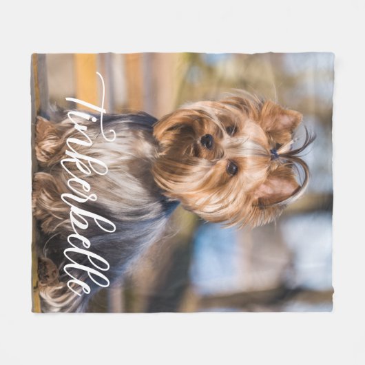 Adorable Custom Pet Photo with Name Fleecedecke (Vorderseite (Horizontal))