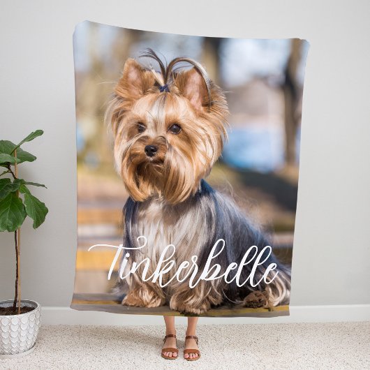 Adorable Custom Pet Photo with Name Fleecedecke