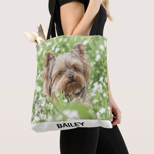 Adorable Custom Pet Photo with Name Tasche