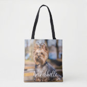 Adorable Custom Pet Photo with Name Tote Bag Tasche (Vorderseite)