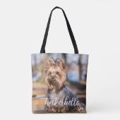 Adorable Custom Pet Photo with Name Tote Bag Tasche (Rückseite)