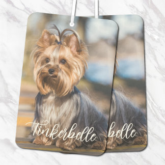 Adorable Custom Pet Photo with Script Name Autolufterfrischer