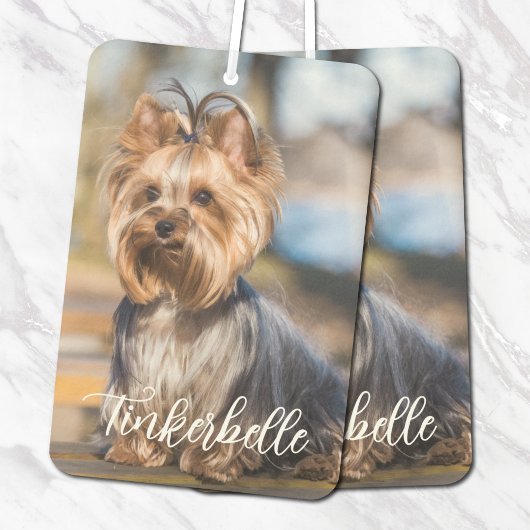 Adorable Custom Pet Photo with Script Name Autolufterfrischer