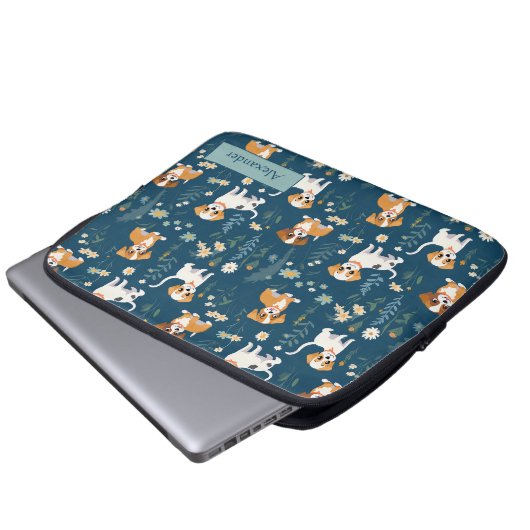 Adorable Custom Puppy Laptopschutzhülle (Vorne Knopf)