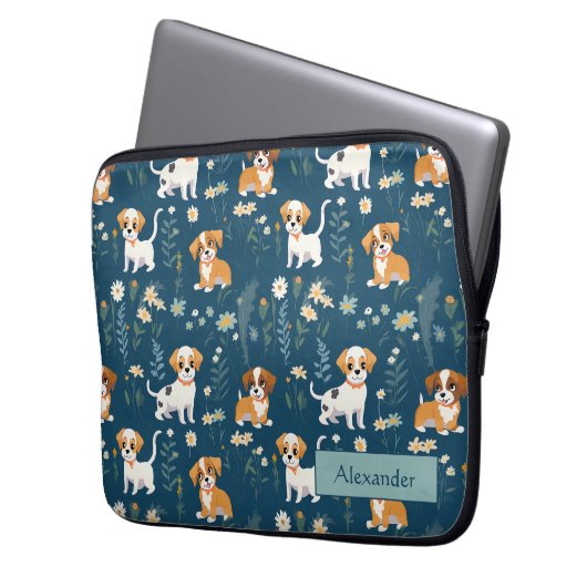 Adorable Custom Puppy Laptopschutzhülle (Vorderseite Links)