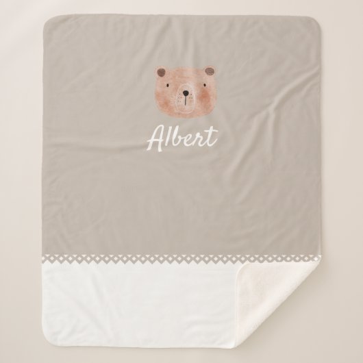 Adorable Customizable Baby Blanket with Bear  Sherpadecke (Vorderseite)