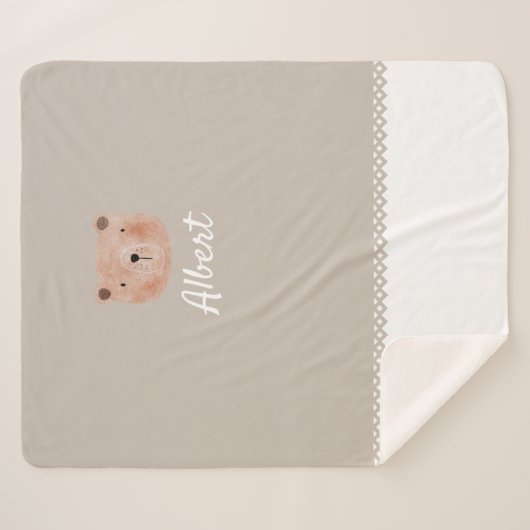 Adorable Customizable Baby Blanket with Bear  Sherpadecke (Vorderseite (Horizontal))