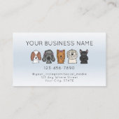 Adorable Cute Dogs Light Blue Visitenkarte (Rückseite)