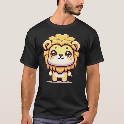 Adorable Cute Japanese Kawaii Chibi Lion T-Shirt (Vorderseite)