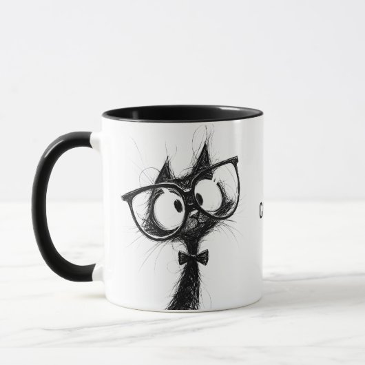 Adorable Cute Nerd Cat with Glasses Mug Tasse (Links)