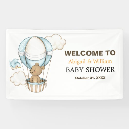 Adorable Cute Teddy Bear Baby Shower Party  Banner (Horizontal)