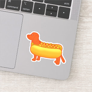 Adorable Dackel Hot Dog Aufkleber