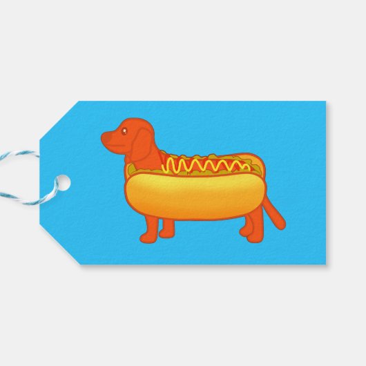 Adorable Dackel Hot Dog Geschenkanhänger (Rückseite Horizontal)