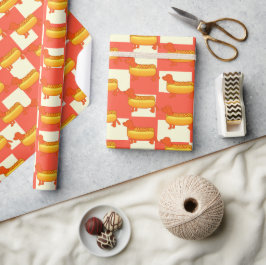 Adorable Dackel Hot Dog Geschenkpapier