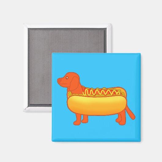 Adorable Dackel Hot Dog Magnet (Vorderseite/Rückseite)