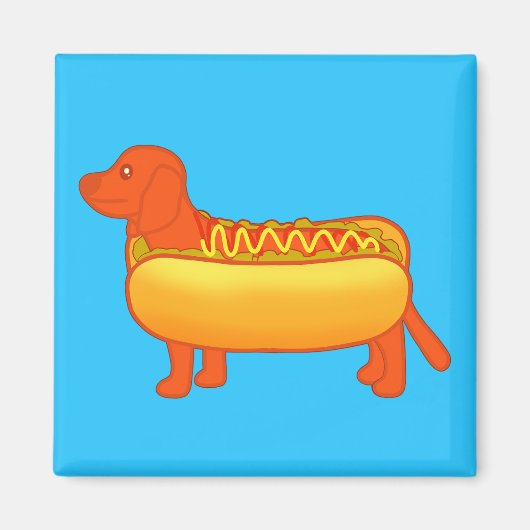 Adorable Dackel Hot Dog Magnet (Vorne)