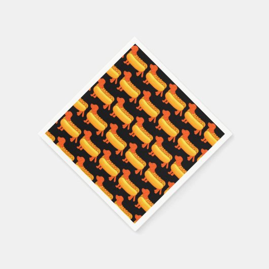 Adorable Dackel Hot Dog Serviette (Ecke)