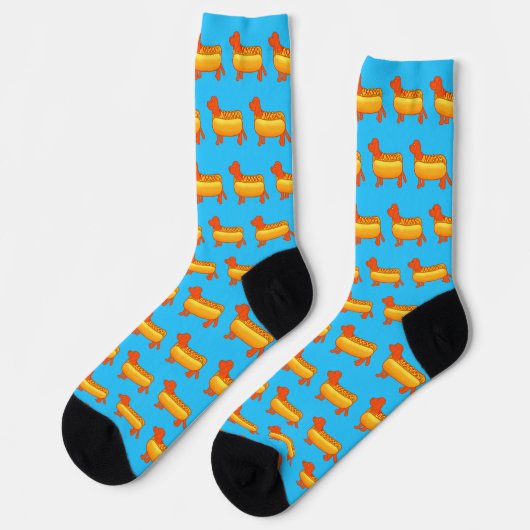 Adorable Dackel Hot Dog Socken (Linkes Detail)