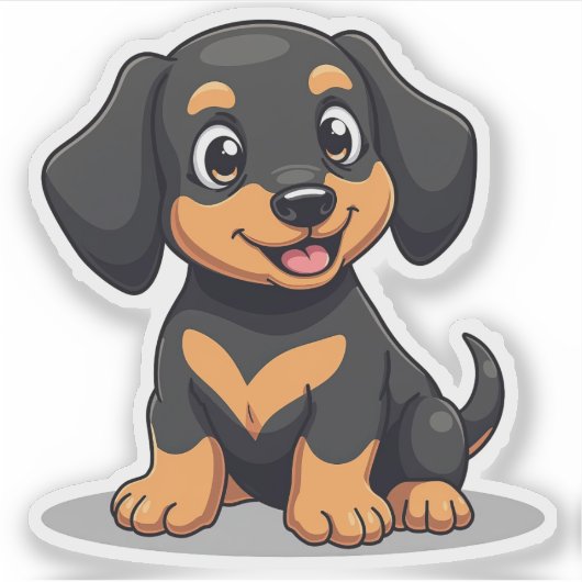 Adorable Dackel Kawaii, herzerwärmender Hund, Klei Aufkleber (Vorderseite)