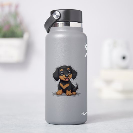 Adorable Dackel Kawaii, herzerwärmender Hund, Klei Aufkleber (HydroFlask)